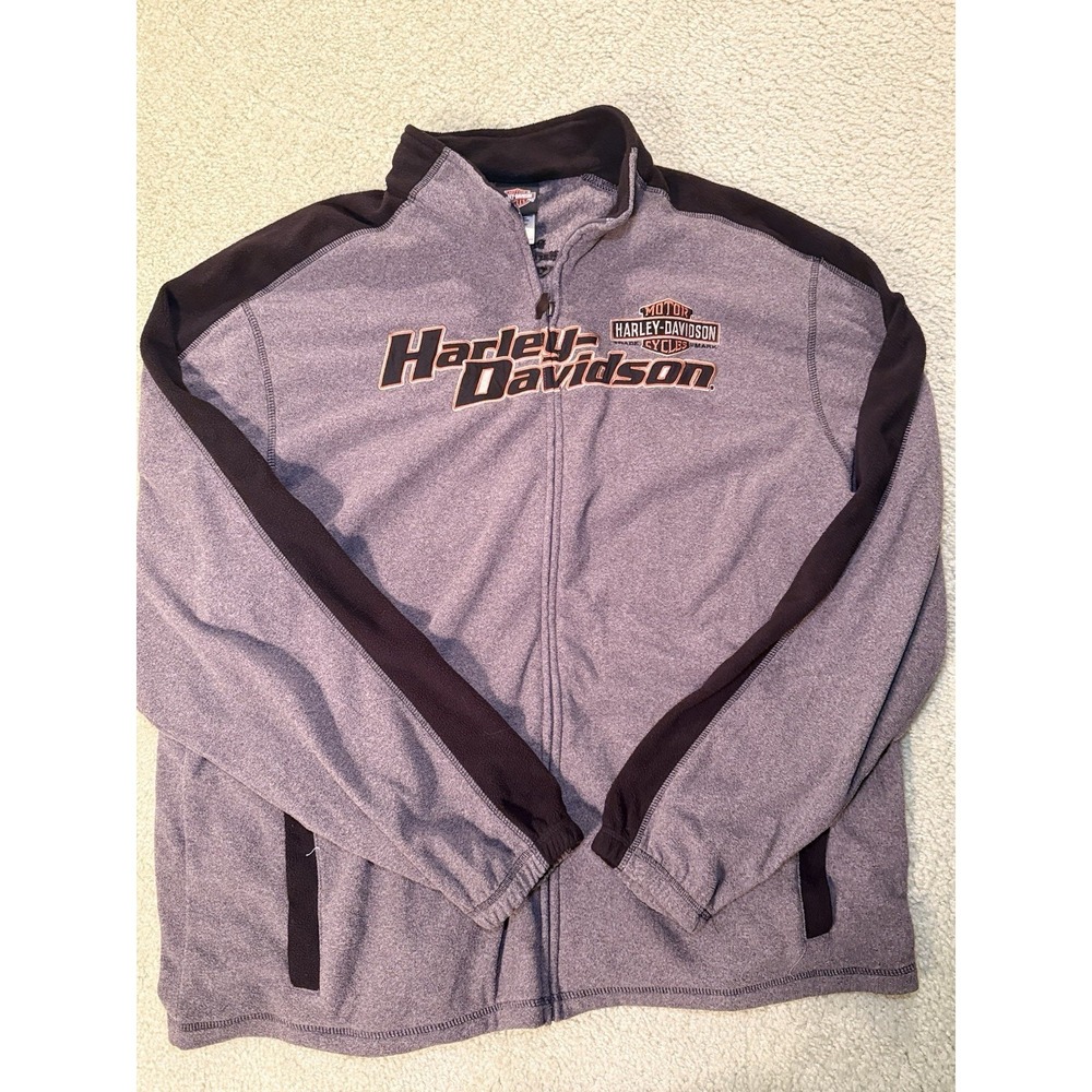 Harley Davidson Logo Full Zip grey fleece jacket size XL
